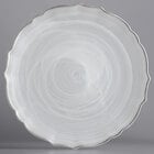 Charger Serving Platter White Pearl Alabaster Glass Iridescent Swirl Luster 13" 