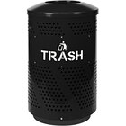 Black Steel Trash Receptacle with Text