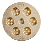 A circular metal Estella spaghetti alla chitarra pasta die with holes in it.