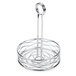 An American Metalcraft chrome metal birdnest condiment caddy with a handle.