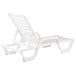 A pack of white Grosfillex Bahia adjustable resin chaise lounges.