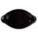 A black oval shaped dish.