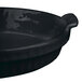 A black oval Tablecraft casserole dish with a handle.