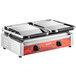 An Avantco double commercial panini grill on a counter.