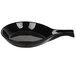 A black Tablecraft cast aluminum skillet with a spoon-shaped bowl and a blue speckled interior.