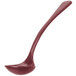 A Maroon speckled cast aluminum ladle with a long handle.