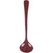 A Tablecraft maroon speckle cast aluminum long ladle with a handle.