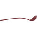 A Tablecraft maroon speckled cast aluminum long ladle with a red handle.
