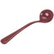 A Tablecraft maroon cast aluminum long ladle with a handle.