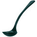 A hunter green cast aluminum ladle with long handle.
