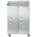 A stainless steel Traulsen hot food holding cabinet with two doors.
