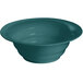 A close-up of a Tablecraft hunter green cast aluminum salad bowl with a wide rim and handle.