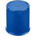 A cobalt blue Tablecraft cast aluminum cylinder with a lid.