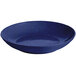 A blue speckled Tablecraft pasta bowl with a dark rim.