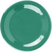 A green Carlisle Sierrus melamine salad plate with a white wide rim.