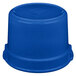 A blue bucket on a white background with a blue plastic lid.