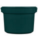 A Tablecraft hunter green cast aluminum bain marie soup bowl with white speckles.