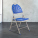 National Public Seating 1105 Gray Metal Folding Chair with Blue Plastic Seat Main Thumbnail 1