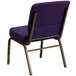A Royal Purple Flash Furniture church chair with gold metal legs.