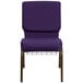 Flash Furniture FD-CH02185-GV-ROY-BAS-GG Royal Purple 18 1/2" Wide Church Chair with Communion Cup Book Rack - Gold Vein Frame Main Thumbnail 3
