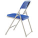 National Public Seating 805 Gray Metal Folding Chair with Blue Plastic Seat Main Thumbnail 3