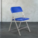 National Public Seating 805 Gray Metal Folding Chair with Blue Plastic Seat Main Thumbnail 1