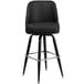 A Flash Furniture black metal bar stool with a black padded swivel seat and chrome legs.