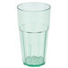 A close-up of a green Thunder Group plastic tumbler with a diamond design.