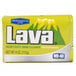 A case of Lava bar soap with a blue and white label on a yellow and green background.