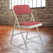 National Public Seating 2208 Gray Metal Folding Chair with 1 1/4" Majestic Cabernet Fabric Padded Seat Main Thumbnail 1