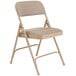 National Public Seating 2201 Beige Metal Folding Chair with 1 1/4" Cafe Beige Fabric Padded Seat Main Thumbnail 2