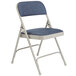 National Public Seating 2205 Gray Metal Folding Chair with 1 1/4" Imperial Blue Fabric Padded Seat Main Thumbnail 2