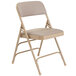 National Public Seating 2301 Beige Metal Folding Chair with 1 1/4" Cafe Beige Fabric Padded Seat Main Thumbnail 2