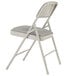 A National Public Seating gray metal folding chair with a graystone fabric padded seat.