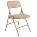 National Public Seating 1201 Beige Metal Folding Chair with 1 1/4" French Beige Vinyl Padded Seat Main Thumbnail 2