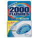 A box of 2000 Flushes Blue Plus Bleach Automatic Toilet Bowl Cleaner with white and blue packaging.