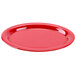 A red oval platter with a white background.
