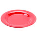 A red GET Sensation wide rim plate on a white background.