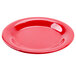 A red GET Red Sensation wide rim plate on a table with a white background.