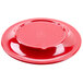A red GET Sensation melamine plate on a table.
