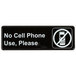 No Cell Phone Use, Please Sign - Black and White, 9" x 3" Main Thumbnail 2