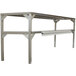 A Delfield stainless steel table with two shelves.