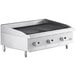 A Cooking Performance Group stainless steel gas countertop charbroiler with three radiant burners.