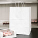 Duro Regal White Paper Shopping Bag with Handles 12" x 9" x 16" - 200/Bundle Main Thumbnail 1