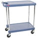 Metro myCart MY2030-24BU Blue Antimicrobial Utility Cart with Two Shelves and Chrome Posts - 24" x 34" Main Thumbnail 1