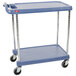 Metro myCart MY2636-25BU Blue Antimicrobial Utility Cart with Two Shelves and Chrome Posts - 28" x 40" Main Thumbnail 1