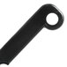 A black plastic drive lever with a metal hook and a hole in the middle.