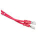 A red electrical cable with two terminals.