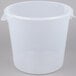 A clear plastic bucket with a lid.