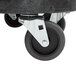 A black Rubbermaid dolly with wheels and a handle.